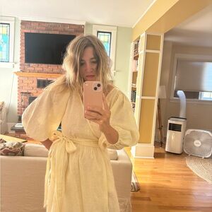 All That Remains Lia dress in cream linen